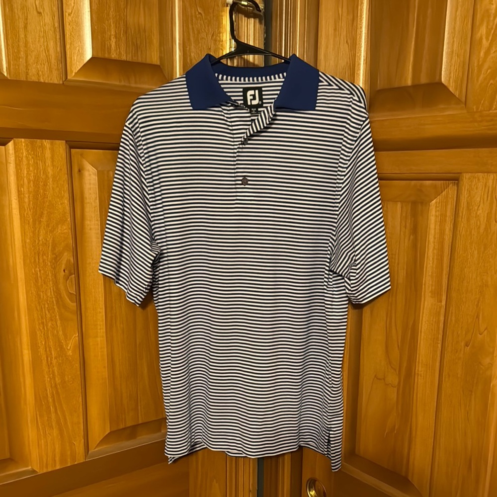 FootJoy Blue and White Polo Shirt Classic Stripes